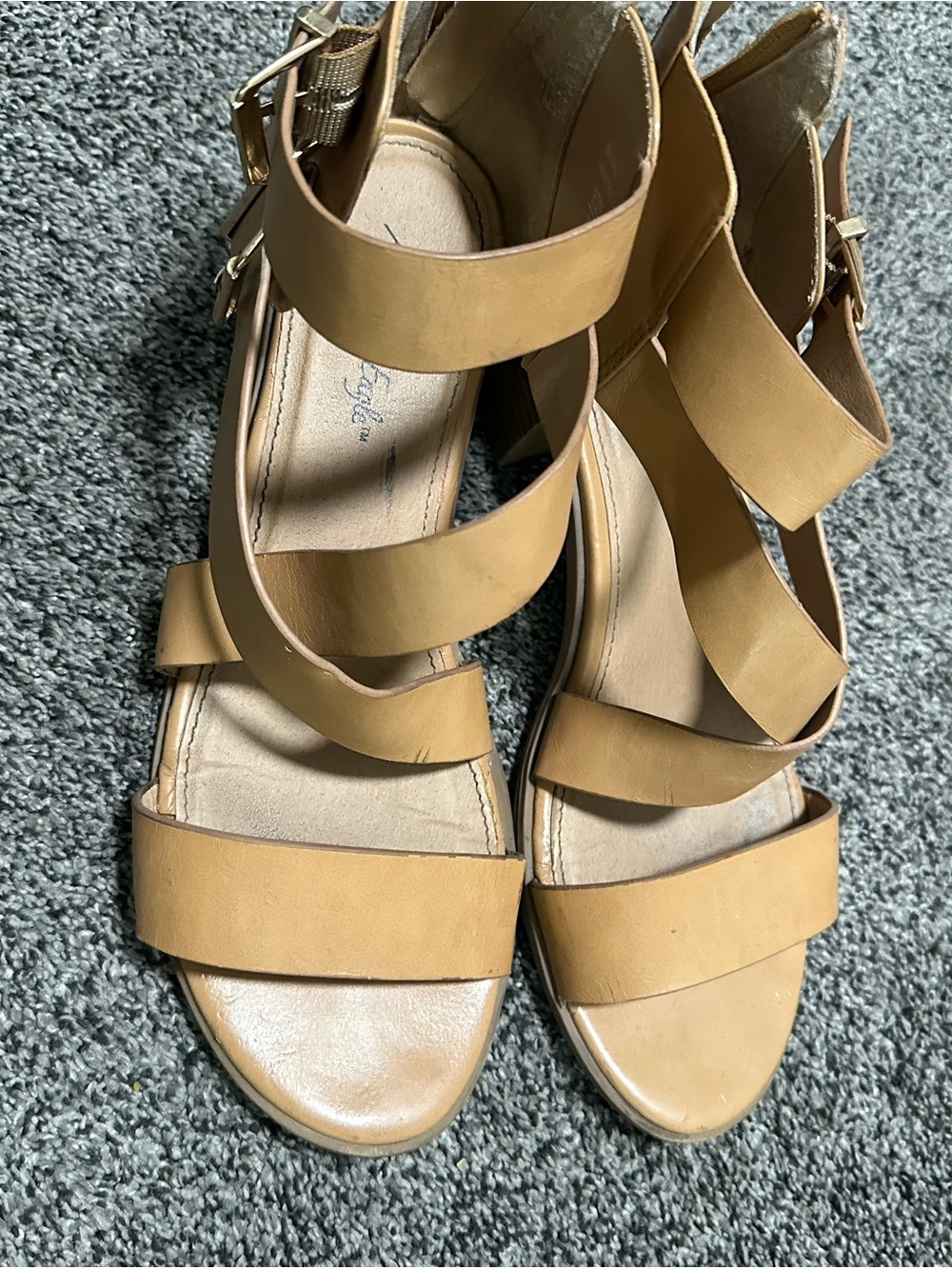 American Eagle Outfitters Tan Strappy Block Heel Sandals